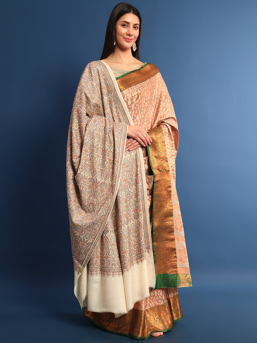 Pashmoda Womenƒ??s Gulsheren 100% Fine Wool Sozni Hand Embroidered Shawl (Size: 101x203 Cm)