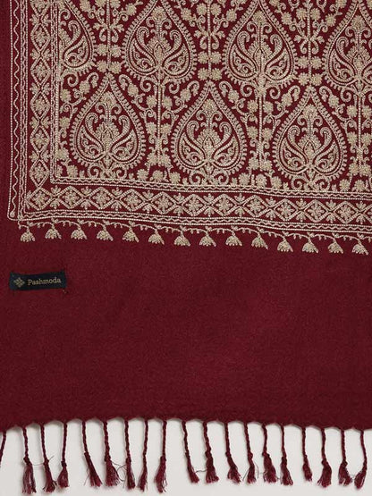 Menƒ??s Shalimaar Kashmiri Embroidery Stole ,Size 71X203 CM, Beige Color