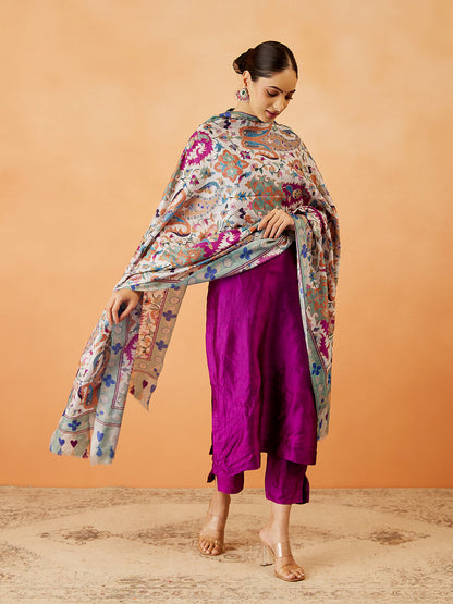 Women Zehra Kalamkari Embroidered Shawl (Size: 101x203 CM)