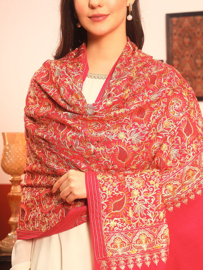 Pashmoda Women Ruhani Fine Wool Nalki Hand Embroidered Shawl (Size: 101x203 Cm)