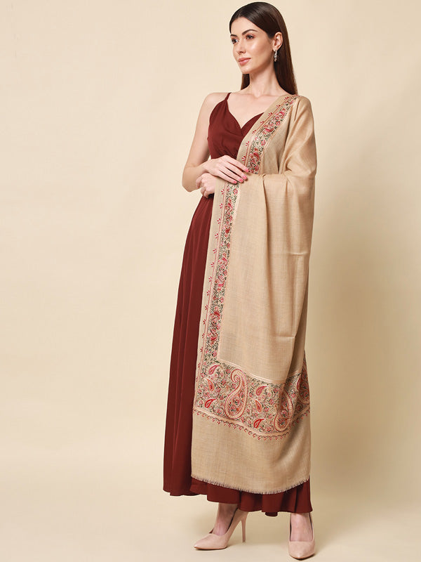 Women's Shahkaar 100% Pure Wool Nalki Embroidered Stole (Size 71x203 CM)