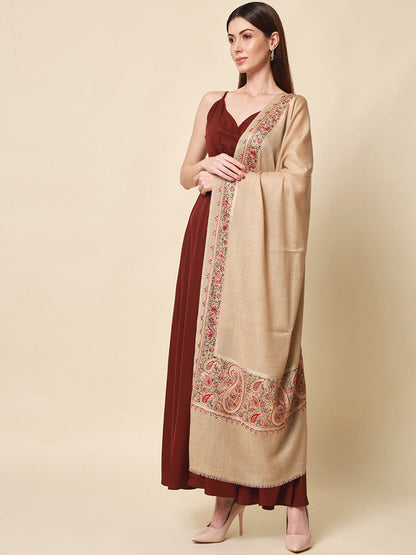 Women's Shahkaar 100% Pure Wool Nalki Embroidered Stole (Size 71x203 CM)