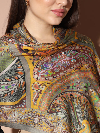 Gift Envelope of Zarbaft Multicoloured Printed Stole (Size : 71X203 CM)