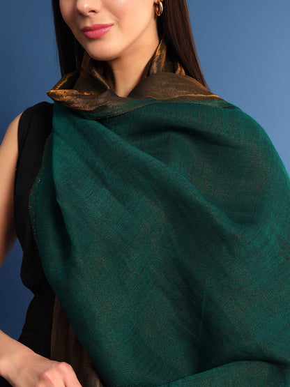 Pashmoda Womenƒ??s Zarish Reversible Zari Moonlight Fine Wool Stole (Size: 71x203 Cm)
