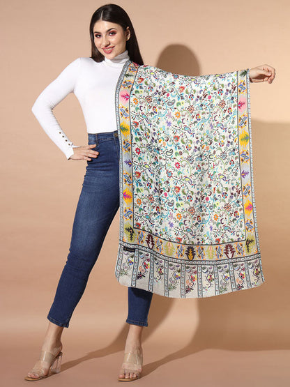 Women's Zarif Multicoloured Printed Stole (Size : 71X203 CM)