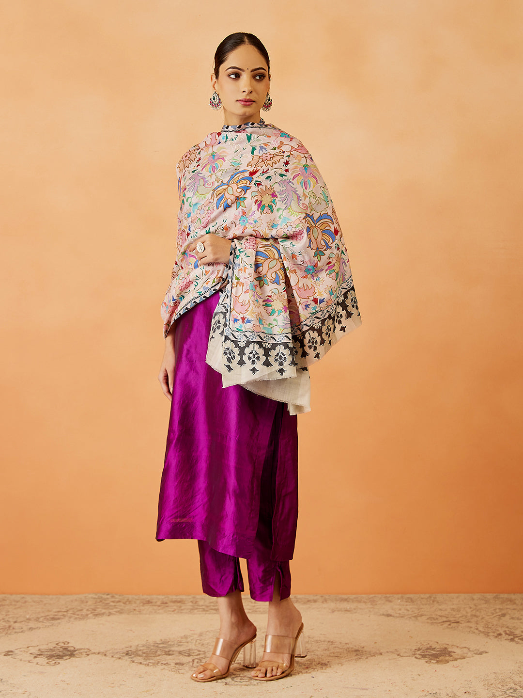 Women Shaheenol Kalamkari Embroidered Shawl (Size: 101x203 CM)