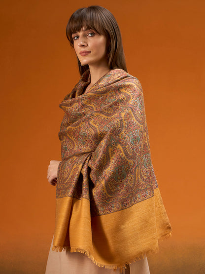 Women Gulnaar Royale Zari Reversible Kaani Fine Wool Shawl