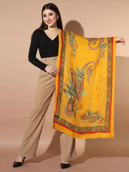 Women's Firdousi Multicoloured Printed Stole (Size : 71X203 CM)