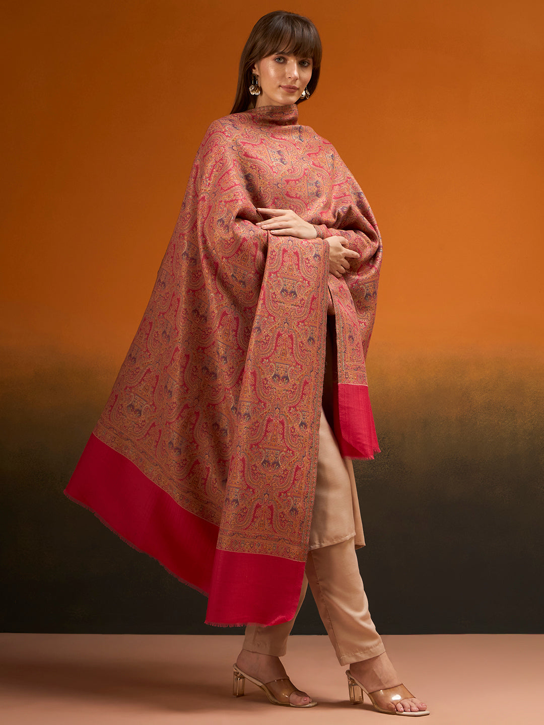 Women Gulnaar Royale Zari Reversible Kaani Fine Wool Shawl