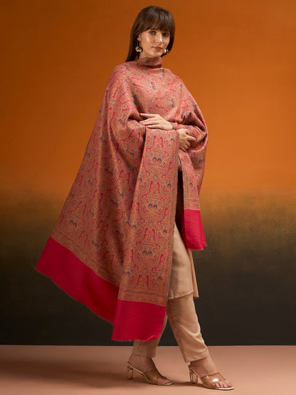 Women Gulnaar Royale Zari Reversible Kaani Fine Wool Shawl