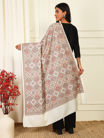 Pashmoda Womenƒ??s Zaira 100% Fine Wool Sozni Hand Embroidered Shawl (Size: 101x203 Cm)