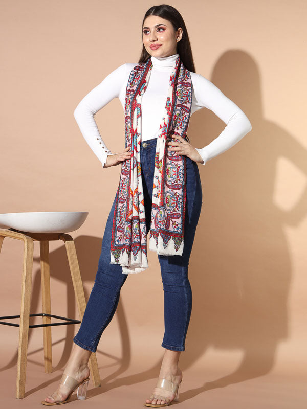Women's Nazeer Multicoloured Printed Stole (Size : 71X203 CM)