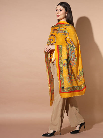 Women's Firdousi Multicoloured Printed Stole (Size : 71X203 CM)