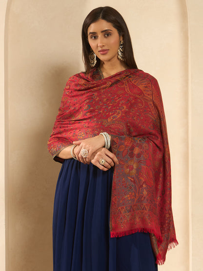 Women Floral Heritage Kaani Elegance Kashmiri Shawl