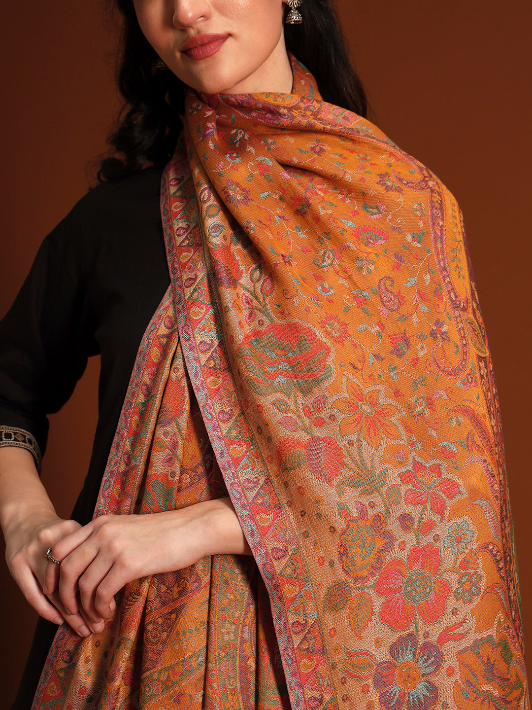 Women Floral Heritage Kaani Elegance Kashmiri Shawl