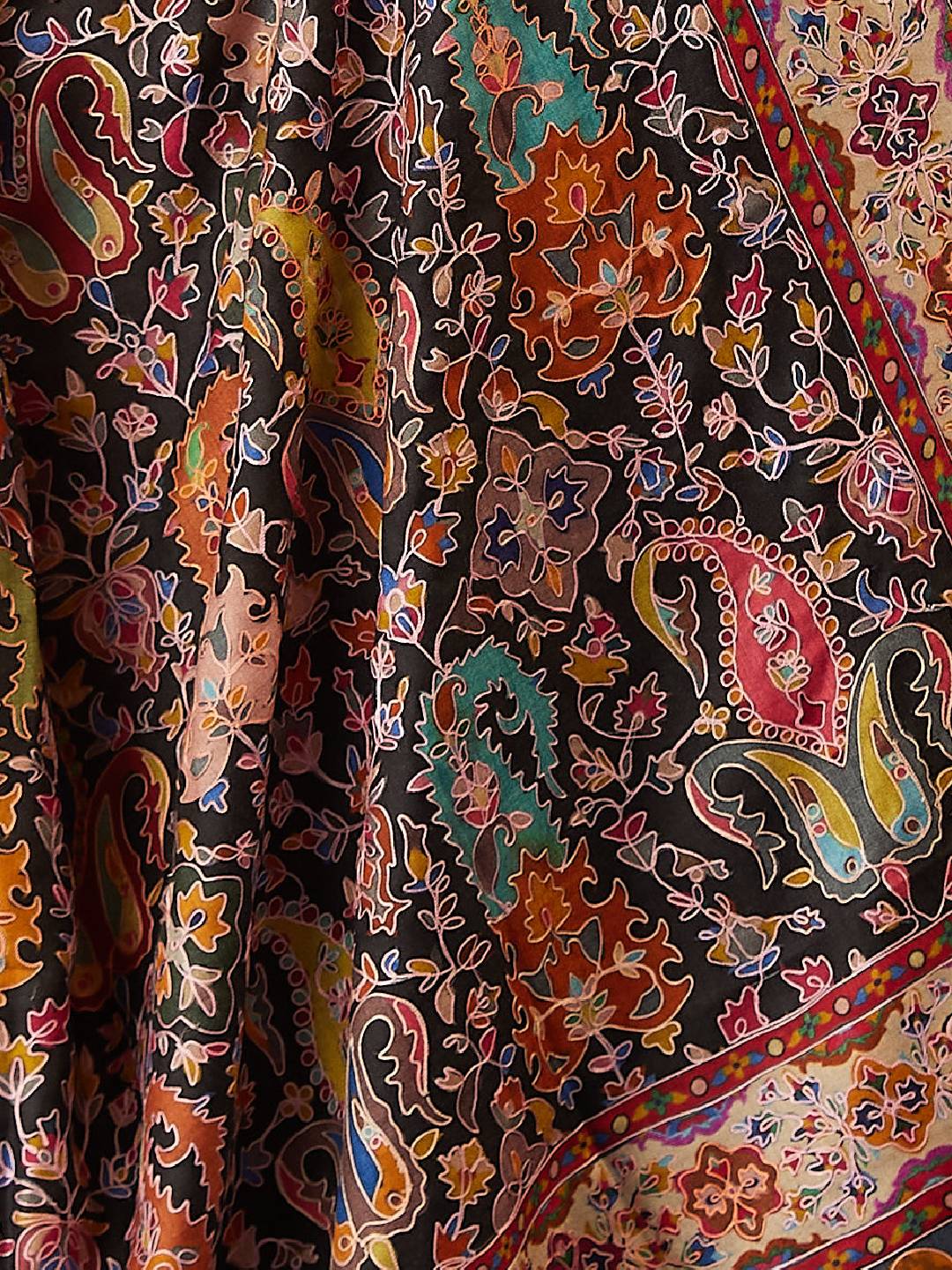 Women Zarmina  Kalamkari Embroidered Shawl (Size:  101x203 CM)