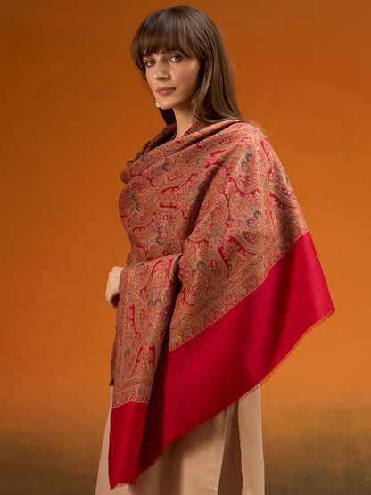 Women Gulnaar Royale Zari Reversible Kaani Fine Wool Shawl