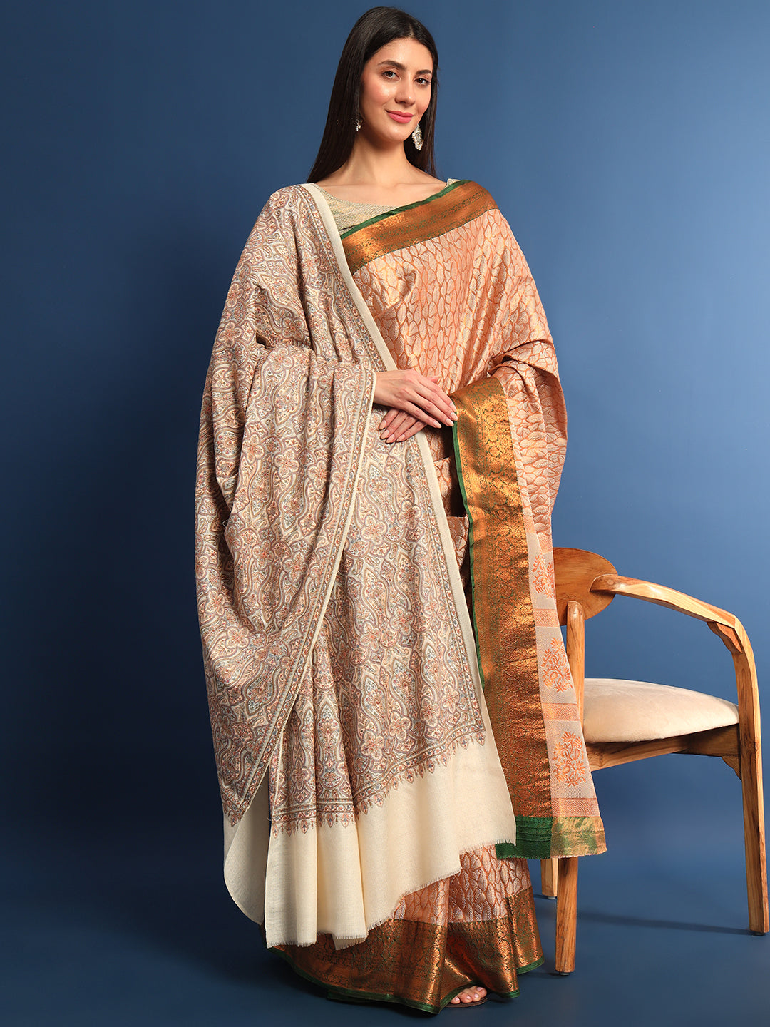 Pashmoda Womenƒ??s Gulsheren 100% Fine Wool Sozni Hand Embroidered Shawl (Size: 101x203 Cm)