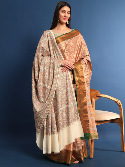 Pashmoda Womenƒ??s Gulsheren 100% Fine Wool Sozni Hand Embroidered Shawl (Size: 101x203 Cm)
