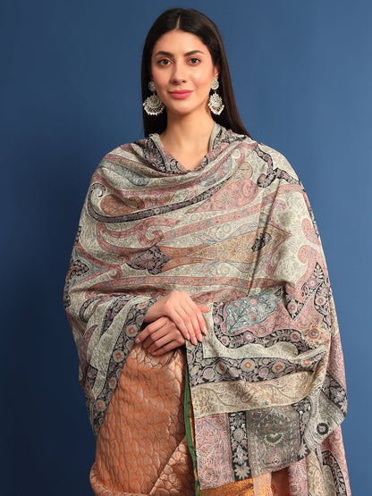 Women Safa  Kalamkari Embroidered Shawl (Size: 115x230 CM)