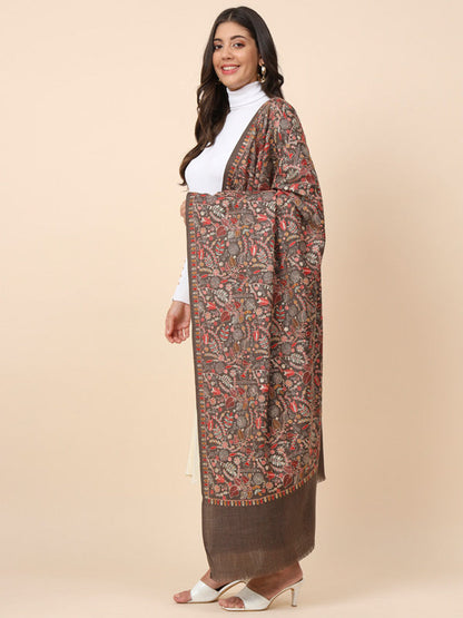 Women Gilkaari 100% Pure Wool Embroidered Shawl (Size 101X203 CM)