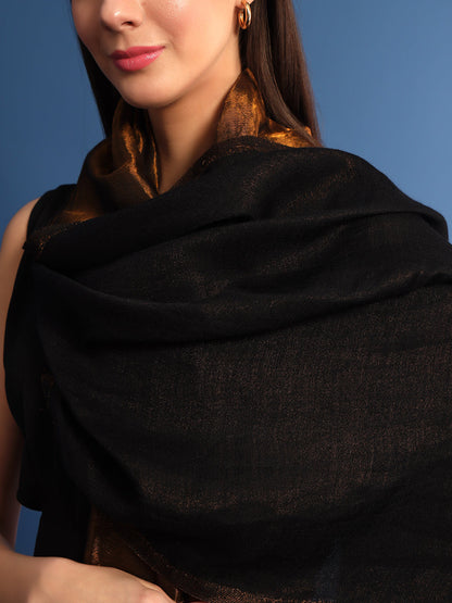 Pashmoda Womenƒ??s Zarish Reversible Zari Moonlight Fine Wool Stole (Size: 71x203 Cm)