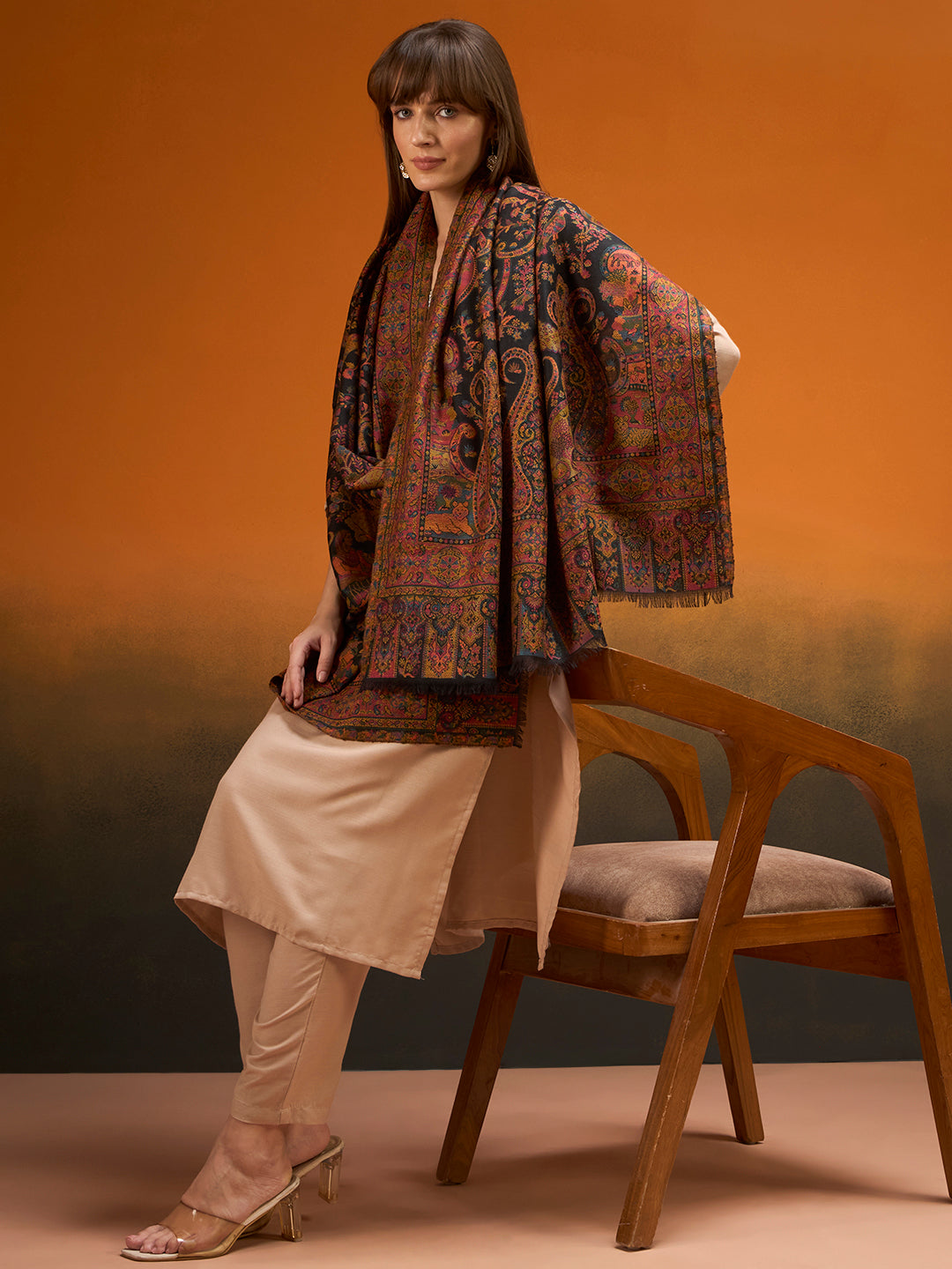 Women Royal gulistan Kaani Wool Blend Kashmiri Shawl