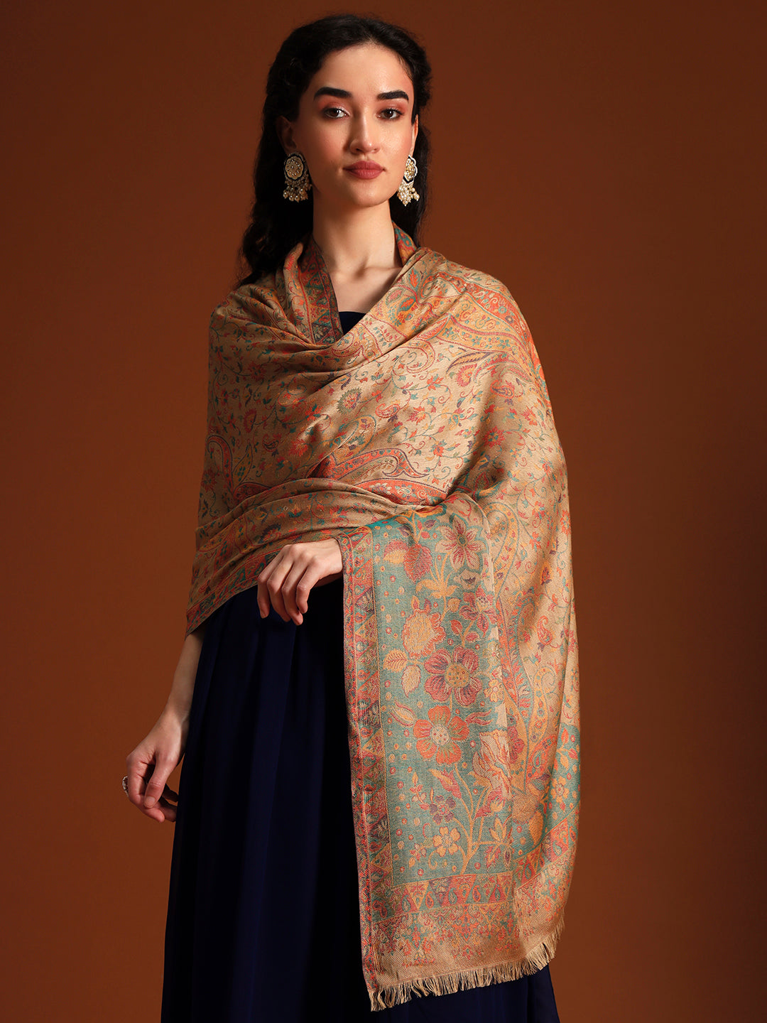 Women Floral Heritage Kaani Elegance Kashmiri Shawl