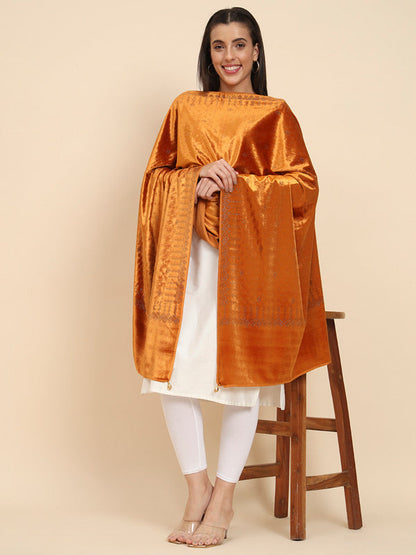 Womenƒ??s Makhamli Velvet Crystal Embellished Stole (Size 71X203 cms )