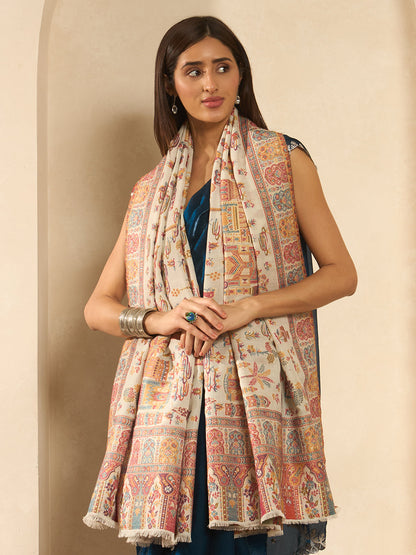 Women Gulrukh Zari Reversible Kaani Fine Wool Shawl