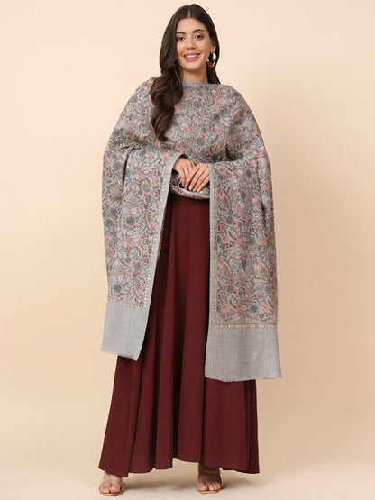 Women Gilkaari 100% Pure Wool Embroidered Shawl (Size 101X203 CM)