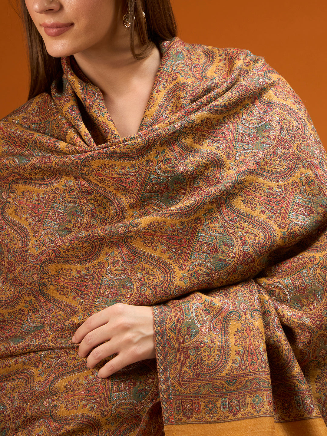 Women Gulnaar Royale Zari Reversible Kaani Fine Wool Shawl