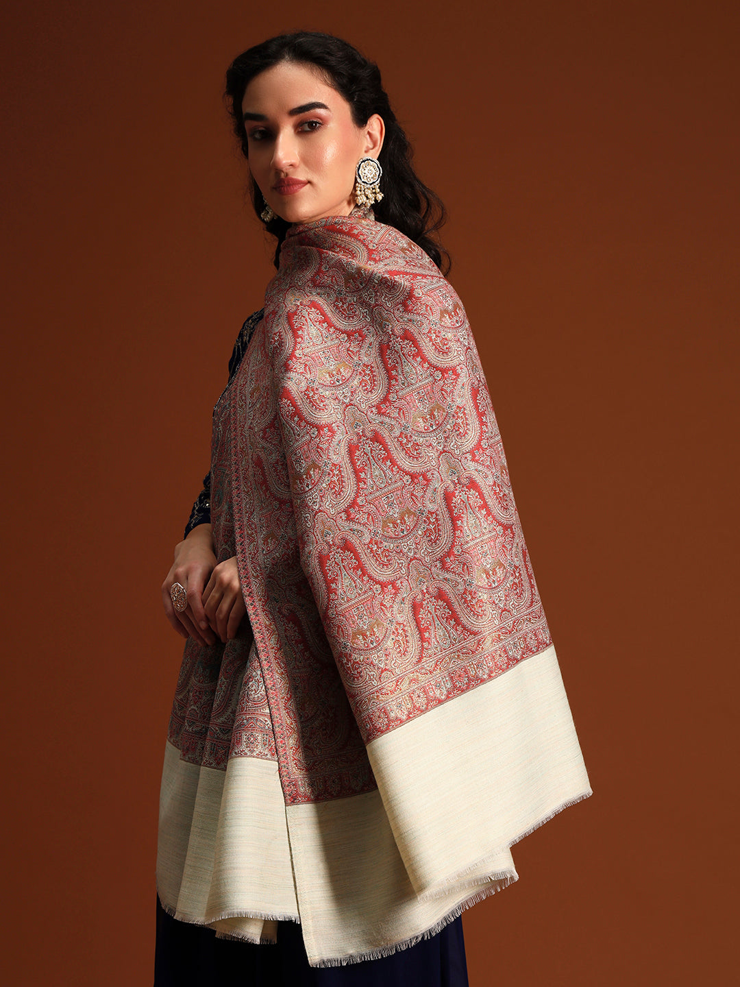 Women Gulnaar Royale Zari Reversible Kaani Fine Wool Shawl