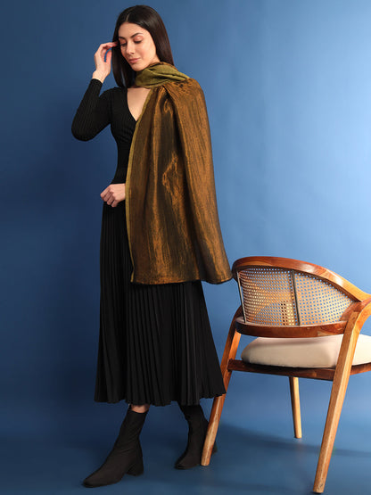 Pashmoda Womenƒ??s Zarish Reversible Zari Moonlight Fine Wool Stole (Size: 71x203 Cm)