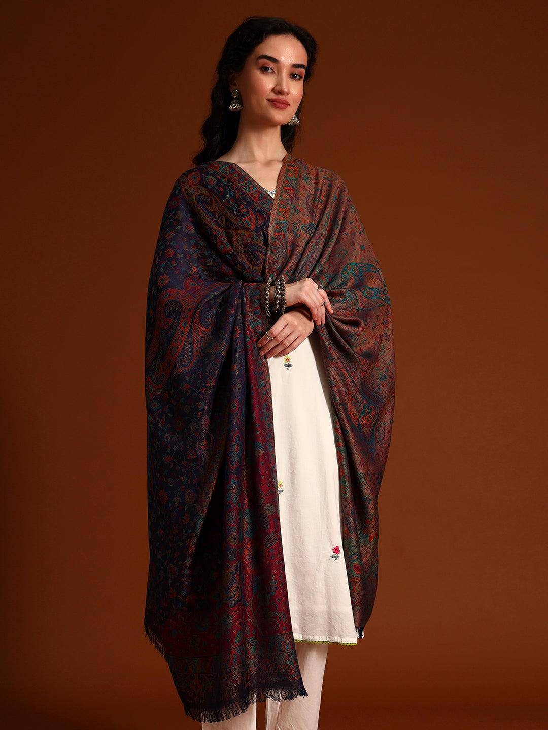 Women Floral Heritage Kaani Elegance Kashmiri Shawl