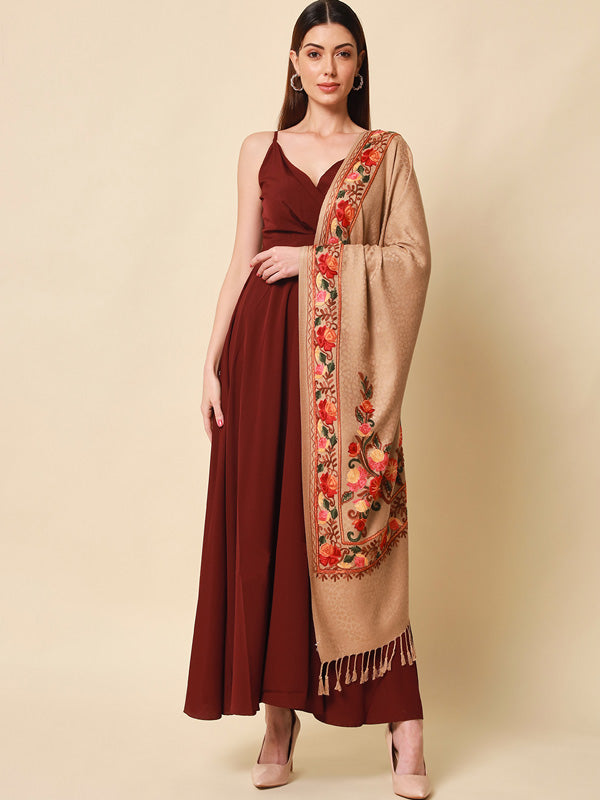 Women's khushnuma Kashmiri Aari Embroidery Stole (Size: 71X203 CM)