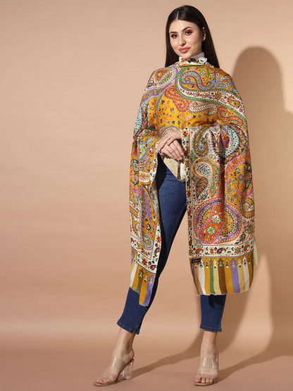Women's Chaman Multicoloured Printed Stole (Size : 71X203 CM)
