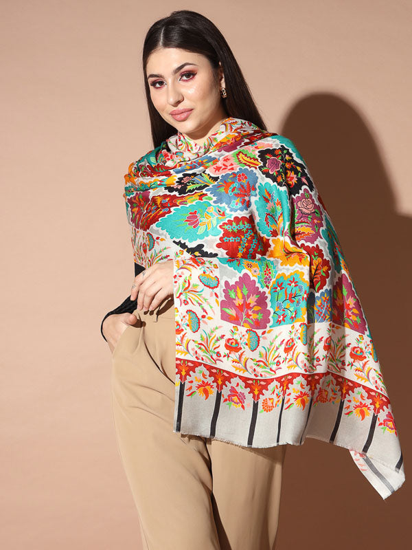 Women's Chaman Multicoloured Printed Stole (Size : 71X203 CM)