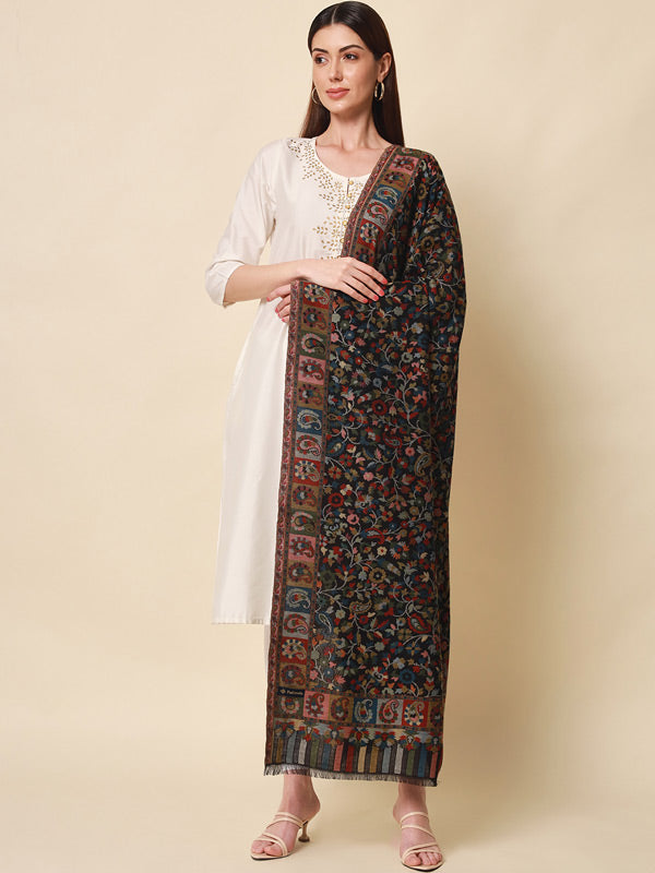 Women's Bahaar Kaani Wool Blend Kashmiri Shawl (Size 101X203 CM)