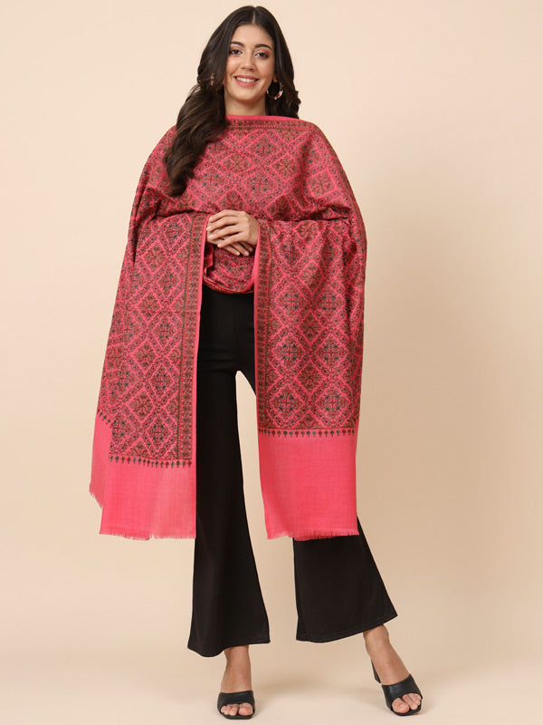 Women Surmai 100% Pure Wool Embroidered Shawl (Size 101X203 CM)