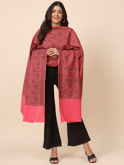 Women Surmai 100% Pure Wool Embroidered Shawl (Size 101X203 CM)