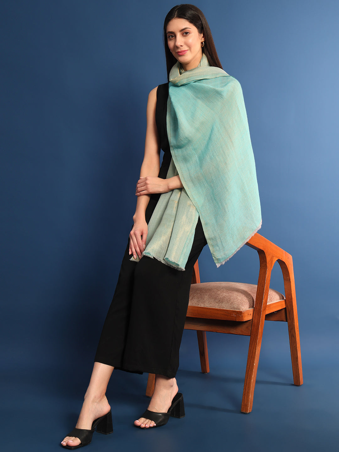 Pashmoda Womenƒ??s Zarish Reversible Zari Moonlight Fine Wool Stole (Size: 71x203 Cm)