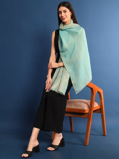 Pashmoda Womenƒ??s Zarish Reversible Zari Moonlight Fine Wool Stole (Size: 71x203 Cm)