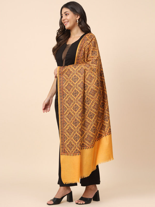 Women Surmai 100% Pure Wool Embroidered Shawl (Size 101X203 CM)