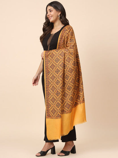 Women Surmai 100% Pure Wool Embroidered Shawl (Size 101X203 CM)