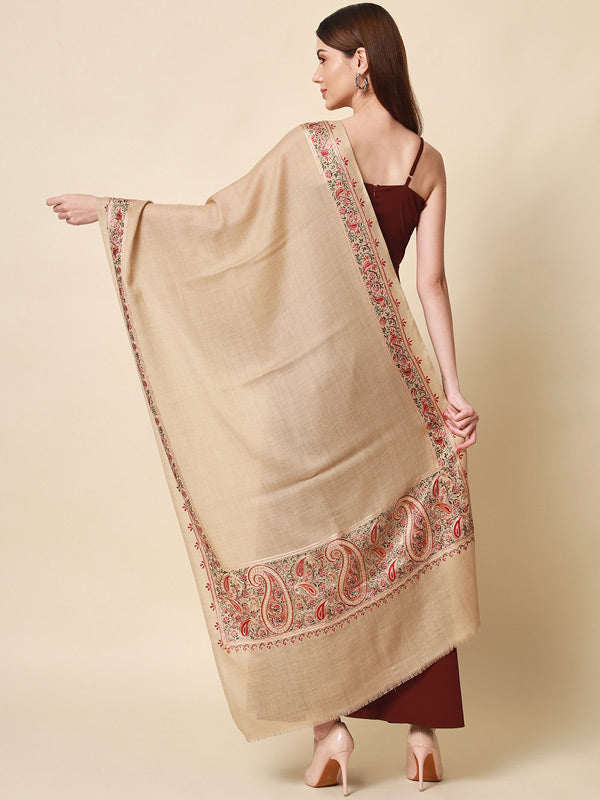 Women's Shahkaar 100% Pure Wool Nalki Embroidered Stole (Size 71x203 CM)