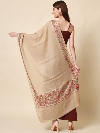 Women's Shahkaar 100% Pure Wool Nalki Embroidered Stole (Size 71x203 CM)