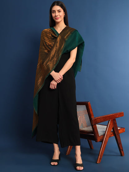Pashmoda Womenƒ??s Zarish Reversible Zari Moonlight Fine Wool Stole (Size: 71x203 Cm)