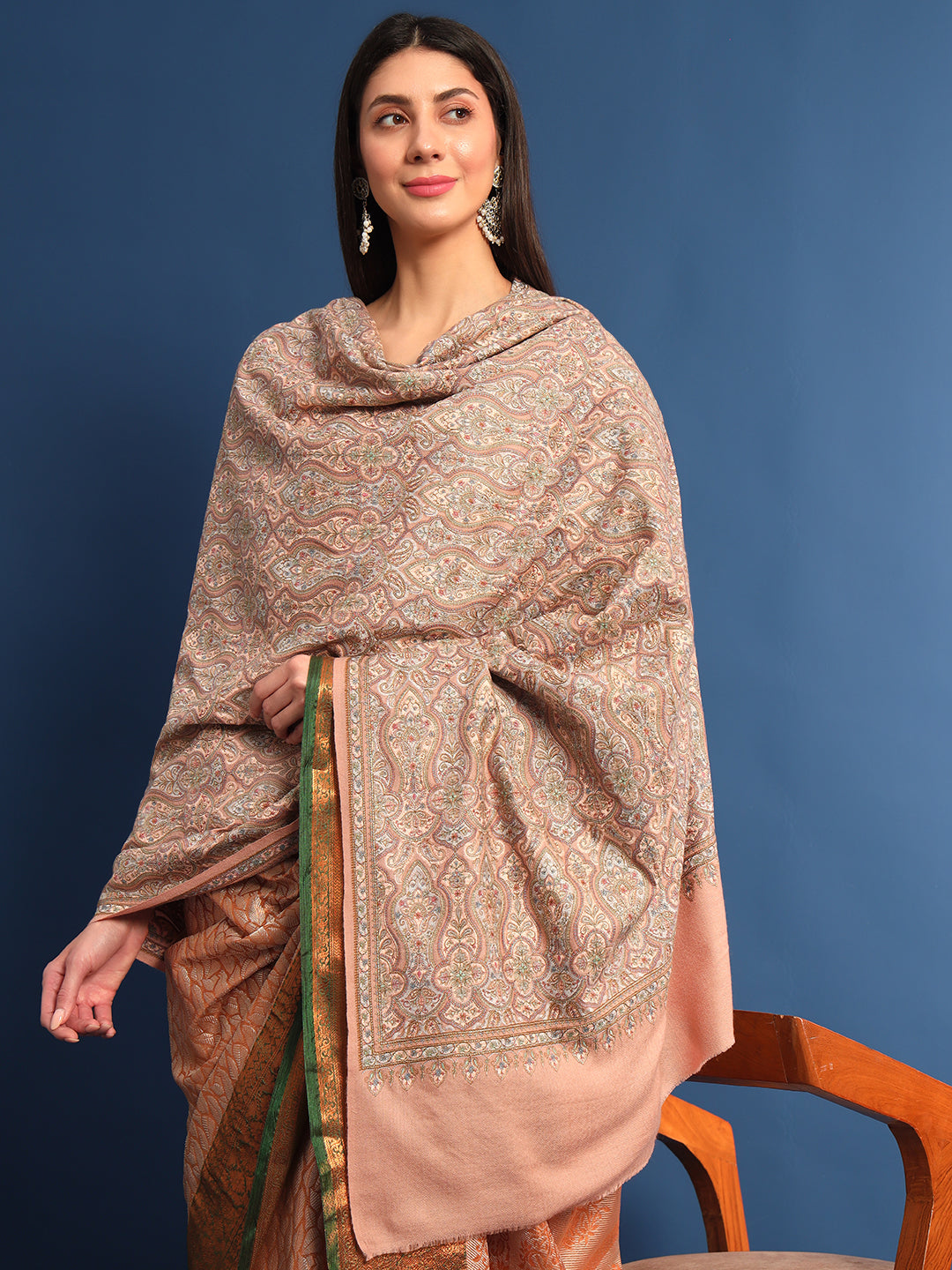 Pashmoda Womenƒ??s Gulsheren 100% Fine Wool Sozni Hand Embroidered Shawl (Size: 101x203 Cm)