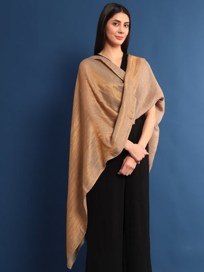 Pashmoda Womenƒ??s Zarish Reversible Zari Moonlight Fine Wool Stole (Size: 71x203 Cm)